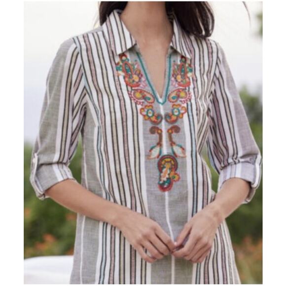 Soft Surroundings Brookhaven Tunic Multicolor Embroidered Size Small - Picture 1 of 8